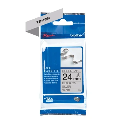 Image de Brother TZe R951 Satin noir sur argent Rouleau (24 cm x 4 m) 1 cassette(s) bande de ruban pour PT D600; P Touch D800 P900 P950; Cube Plus P710