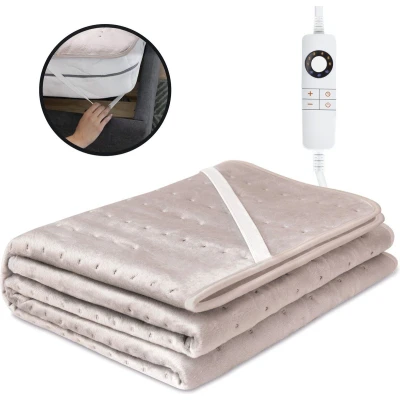 Afbeelding van STAUS&amp;BACH CozySnug 1 persoons elektrische onderdeken (100W) Warmtedeken met 6 warmtestanden en timer (2, 4 uur) Wasbaar deken 150x80 cm Dusty Pink