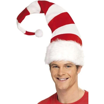 Afbeelding van Dressing Up &amp; Costumes Christmas Striped Santa Hat, Red And White