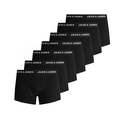 Afbeelding van JACK &amp; JONES Jachuey Trunks Boxershorts voor heren, 7 stuks, x zwart (logo print: wit)