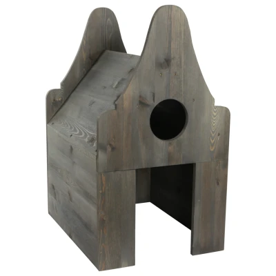 Afbeelding van Homestyle Houten Kattentoilet Huis Kattenbakaccessoires 58.5x44.8x80 cm Grijs Bouwpakket