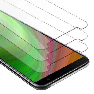 Afbeelding van Cadorabo 3x Screenprotector geschikt voor Samsung Galaxy J4 PLUS Beschermende Pantser Film in KRISTALHELDER Getemperd (Tempered) Display beschermend glas 9H hardheid met 3D Touch