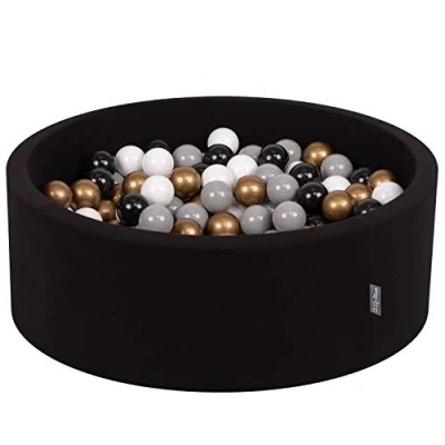 Afbeelding van KiddyMoon 90 x 30 cm/300 ballen met een diameter van 7 cm, rond ballenbad voor baby&#039;s, gemaakt in de EU, zwart: Wit/grijs/zwart/goud