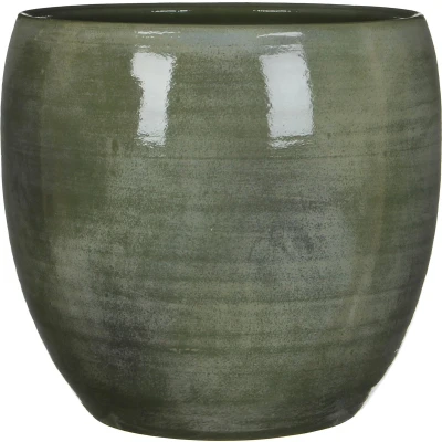 Afbeelding van Mica Decorations lester ronde bloempot groen maat in cm: 31 x 33