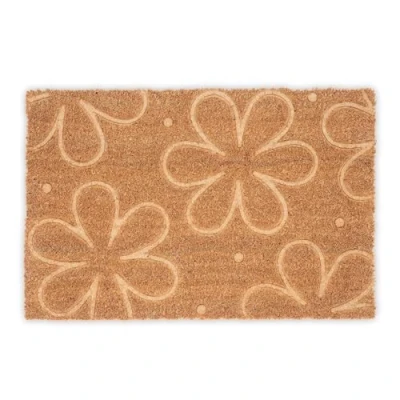 Afbeelding van deurmat kokos met bloemen 40 x 60 cm antislip weerbestendig binnen en buiten