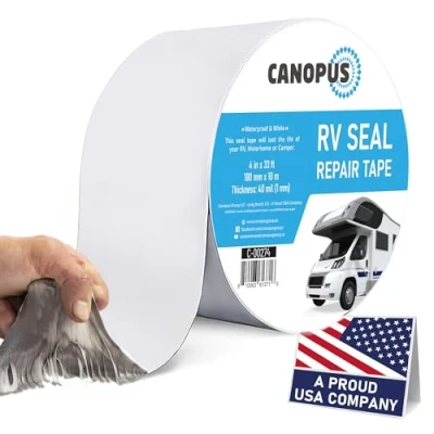 Afbeelding van CANOPUS Duurzame butyltape voor caravans, 10 cm x m, wit