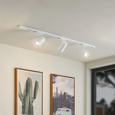 Afbeelding van Lindby 1 fase railverlichting 3lichts Staal, aluminium, kunststof H: 12.9 cm GU10 zandwit