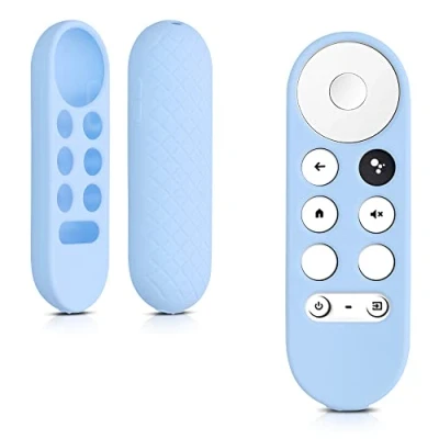 Afbeelding van kwmobile hoes geschikt voor Google Chromecast 2020 4K / 2022 HD Siliconen anti slip afstandsbediening in lichtblauw
