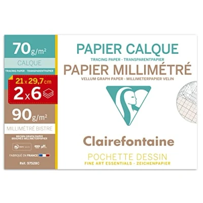 Afbeelding van Clairefontaine A4 6x Ruitjespapier + Overtrekpapier