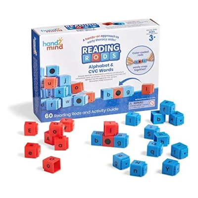 Afbeelding van Learning Resources Reading Rods KVK alfabet en woorden, leren lezen, woordvormende activiteiten, letterbouwstenen, leesspeelgoed voor kinderen
