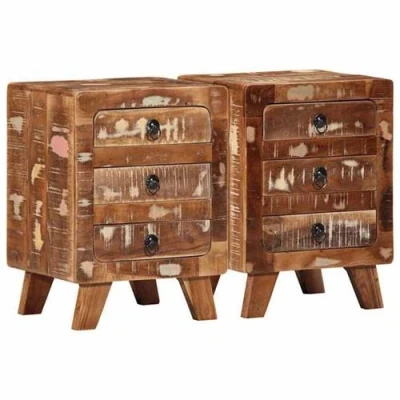 Image de vidaXL Table de chevet 2 pcs 37x32x50 cm bois massif récupération4104518