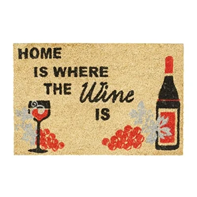 Afbeelding van Relaxdays deurmat kokos 60x40 WINE kokosmat antislip voetmat schoonloopmat beige