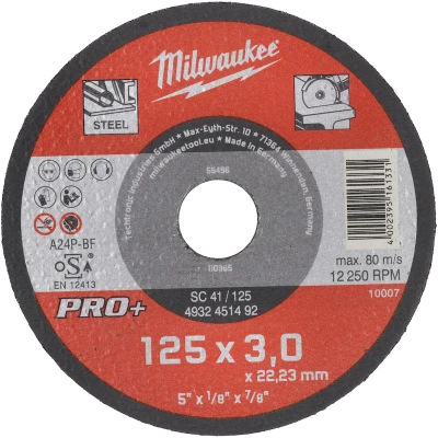 Afbeelding van MILWAUKEE 4932451492 PRO+ metaaldoorslijpschijf SC41 125 x 3 mm