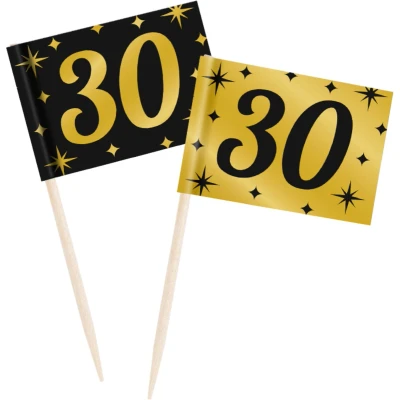 Afbeelding van Coctail Prikkers 30 jaar Classy 6,5cm 50 stuks