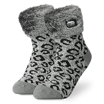 Afbeelding van CityComfort Damessokken, fantasie, antislip, voor dames, winter, Zilvergrijs