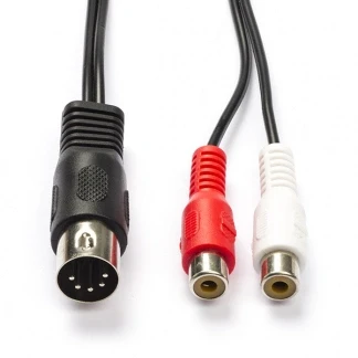 Afbeelding van Din naar tulp kabel (m/v) Nedis 0.2 meter (Stereo, 5 pin)