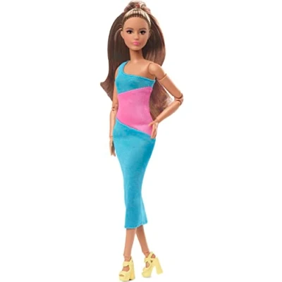 Afbeelding van Barbie Looks Blauw Roze Halterjurk Modepoppen