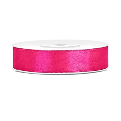 Afbeelding van Jaow Satijnen lint van polyester, strik en geschenkverpakking 6/12/25/38/50/100 mm x 25 m (maat 12 kleur: donkerroze)