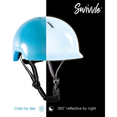 Afbeelding van Swivvle® reflecterende fietshelm Geschikt voor elektrische fiets 360 reflector helm in Ocean Blue Mips met NTA8776 certificaat maat S (51 54 cm) model Sirius