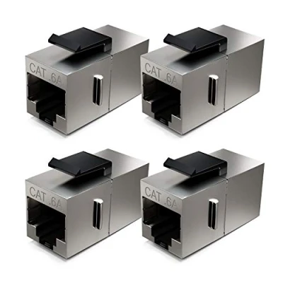 Afbeelding van deleyCON 4x CAT6a Keystone Module Patchkabel Koppeling Verbinder Afgeschermd 2x RJ45 Bus Netwerk Patchpanel Keystonemount Uitbreiding