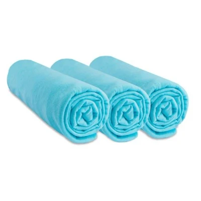 Image de Lot de 3 draps housse coton 60x120 cm Couleur Turquoise