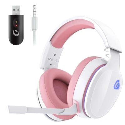 Afbeelding van Gvyugke draadloze gaming headset voor pc, PS4, PS5, Mac, Switch, bluetooth hoofdtelefoon met afneembare microfoon ruisonderdrukking, 3,5 mm jack bekabelde