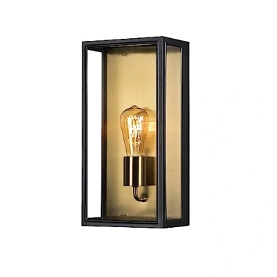 Afbeelding van Konstsmide Carpi schwarz/messing 7349 758 Buitenlamp (wand) E27 Zwart, Messing