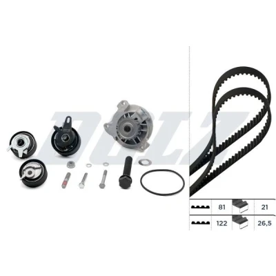 Afbeelding van DOLZ KD052 Waterpomp + Distributieriem Set 122, 81 VOLKSWAGEN: Transporter 4 Bus, 4, LT 28 35 II Minibus
