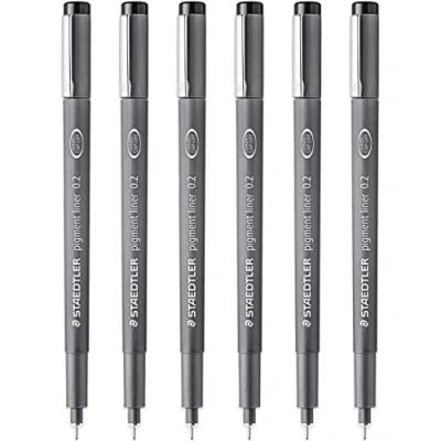 Afbeelding van Staedtler 308 02 9 fineliner 0,2 mm zwarte inkt, 6 stuks