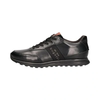 Afbeelding van bugatti Vollleder sneaker in zakelijke look met schriftzug aan de zijkant herensneakers, zwart.