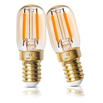 Afbeelding van Luxvista 2 W E14 ledlampen, dimbaar, ultra warm wit, 2200 K, vintage, barnsteen, glas, T22, Mini LED, E14, SES 150 lumen, komt overeen met 15 20 (2 stuks)