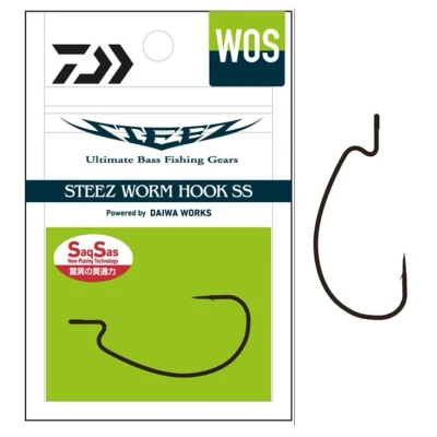Afbeelding van Daiwa Steez Worm Hook SS WOS Roofvis Haak #2/0 8 stuks Dropshothaken