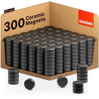 Afbeelding van GAUDER Magneetbordmagneten (12 mm x 5 mm), 300 sterke magneten voor whiteboard, prikbord en koelkast, zwarte