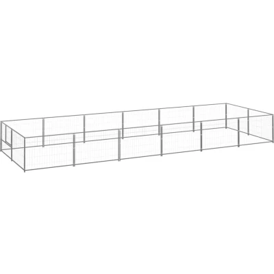 Afbeelding van vidaXL Hondenkennel 12 m² staal zilverkleurig