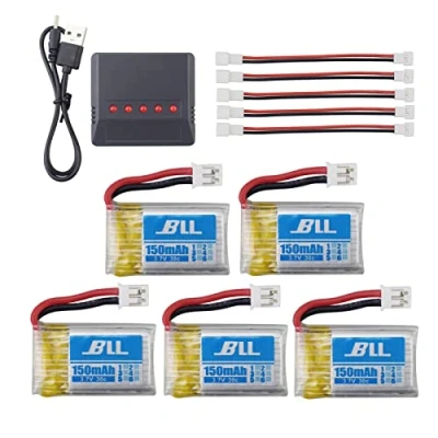 Afbeelding van ZYGY 5 stuks 3,7 V 150 mAh oplaadbare lithiumbatterijen + 1 oplader in voor H36 Elke E010 E011 E013 Quadcopter Aircraft model