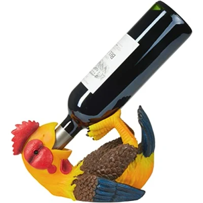 Afbeelding van BRUBAKER Wijnfleshouder Dorstige Haan Wijnrek Grappig Wijn accessoires Grappige Decoratie Cadeau