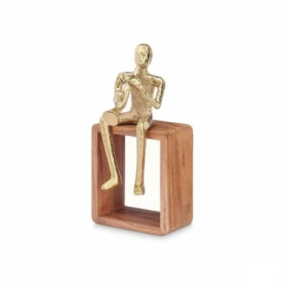 Afbeelding van Decoratieve figuren Saxofoon Gouden Hout Metaal 13 x 27 cm