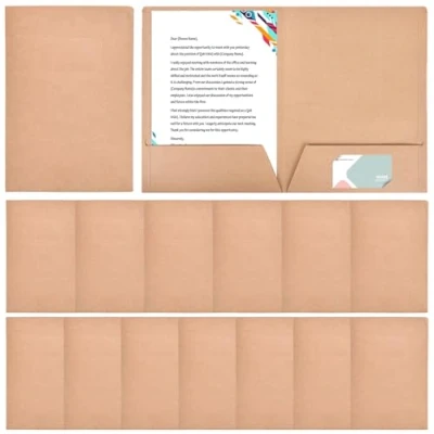 Afbeelding van Nizirioo 15 stuks kraftpapieren documentenmappen met 2 vakken, A4 documentenmap, map, documentenmap voor vergaderdocumenten
