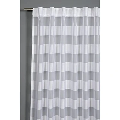 Afbeelding van GARDINIA Verborgen lusgordijn, strepenblokken, lichtdoorlatend en transparant, wit, 140 x 245 cm