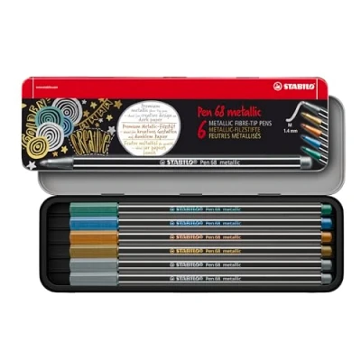 Afbeelding van STABILO Pen 68 Metallic Premium Viltstift Etui met 6 Verschillende Kleuren