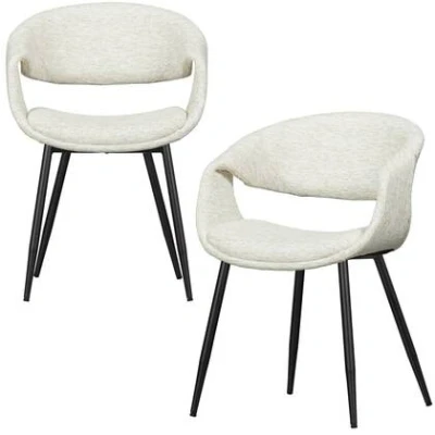 Afbeelding van WOOOD Yossi Eetkamerstoelen Metalen Zwarte Poot Naturel Set van 2