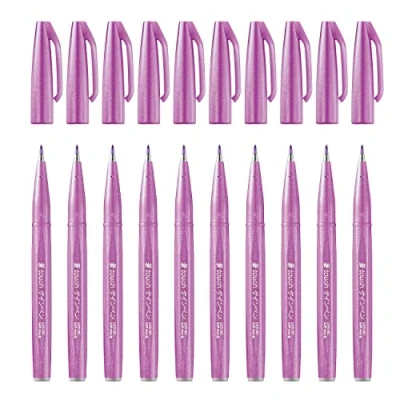 Afbeelding van Pentel Arts Brush Sign Pen SES15C P2X Penseelstift, paars, 10 stuks