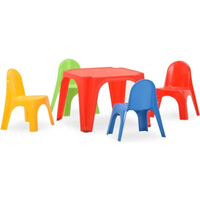 Afbeelding van vidaXL Kindertafel en stoelenset PP