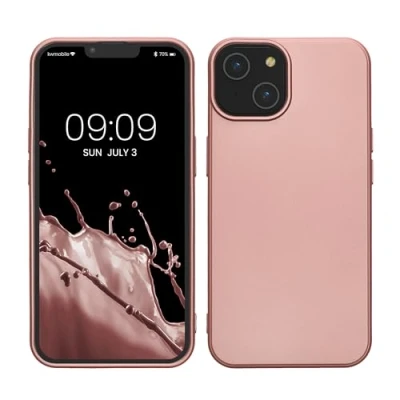 Afbeelding van kwmobile telefoonhoesje geschikt voor Apple iPhone 14 Hoesje smartphone Back cover in metallic roségoud