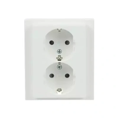 Afbeelding van Busch Jaeger Future Linear 2V wandcontactdoos met randaarde half opbouw Studiowit 202 EUJRB 84