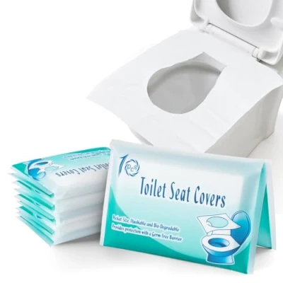 Afbeelding van Ruitena Wegwerpwc beschermers, 60 stuks, wegwerptoiletbescherming, wc bril, afzonderlijk verpakt, antibacterieel materiaal, standaardformaat, toiletpot, papier voor kinderen (60 stuks)