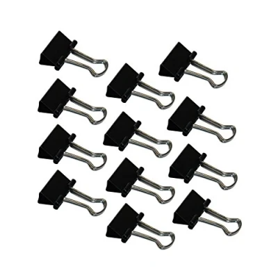 Afbeelding van Wedo 12 stuks klapklemmen van gelakt metaal met afneembare beugel en stabiele veer, 15 mm, zwart/zilver, 6421415