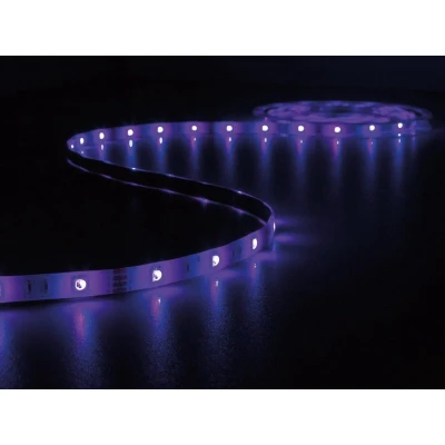 Afbeelding van LED strip met voeding Perel 5 meter (Flexibel, 12V, Muziekgestuurd, 150 LEDs, RGB)