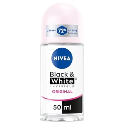 Afbeelding van NIVEA Black &amp; White Invisible Original Roll on 6 x 50 ml effectieve deodorant voor dames, 72 uur, anti transpirant, geuren, zweet, resten, irritaties en vlekken op lichte donkere stoffen