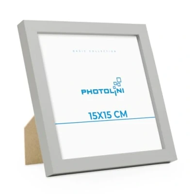 Afbeelding van PHOTOLINI Fotolijst 15x15 cm modern zilver van MDF met acrylglas/portretframe/wissellijst